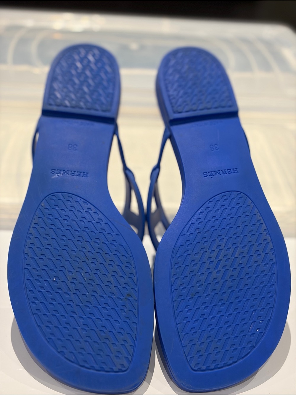 Hermes Egerie Blue Rubber Sandals 38 - Picture 4 of 4
